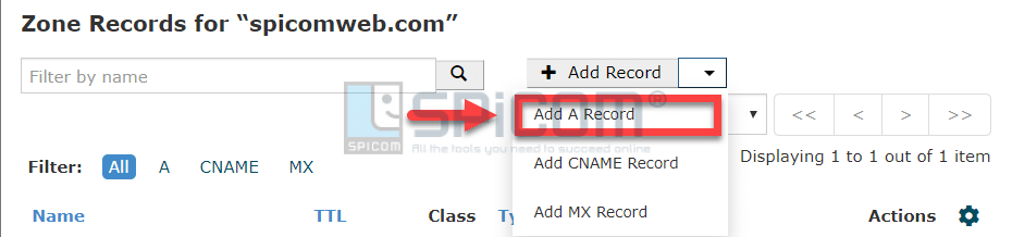 wildcard dns add a record